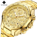 Relógio Masculino WWOOR Cronógrafo de Luxo com Pulseira de Aço Inoxidável