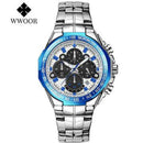 Relógio Masculino WWOOR Cronógrafo de Luxo com Pulseira de Aço Inoxidável