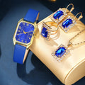 Conjunto Relógio Feminino de Luxo com Jóias | Quartzo Quadrado Clássico